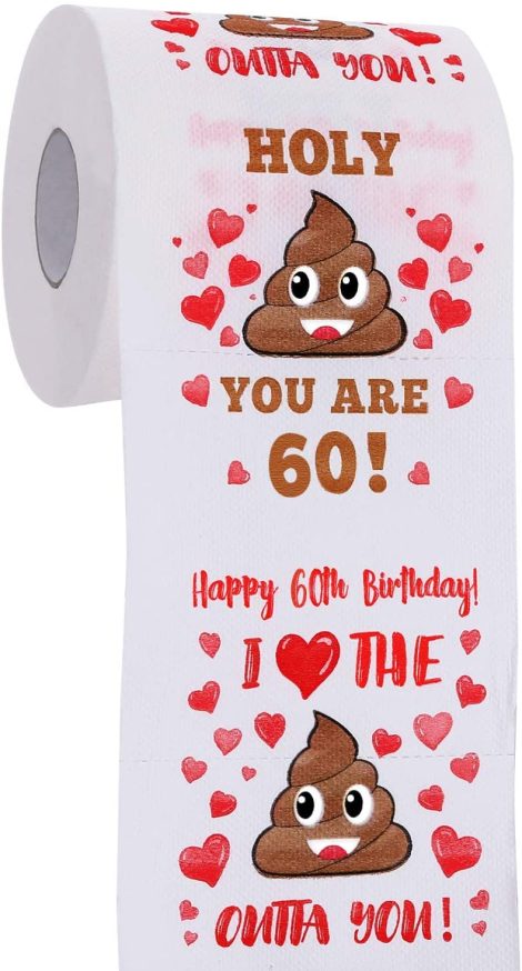 AOZITA 60th Birthday Prank Toilet Paper – Funny Gag Novelty Gift for Him, Her, or Friends