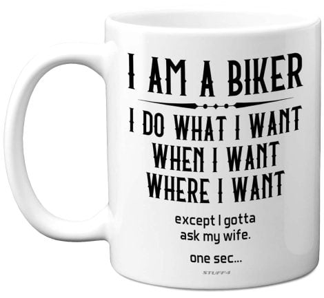 Funny Christmas Biker Mug for men who love motorcycles, ceramic 11oz mug. Perfect gift for boyfriend/husband/fiancé.