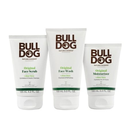 Bulldog Complete Grooming Set for Men, featuring Face Moisturizer, Cleanser & Exfoliating Scrub.