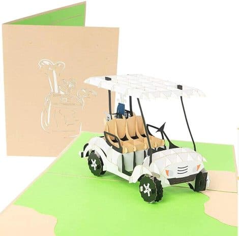 3D Pop Up Golf Cart Card for Dad’s Anniversary, Birthday, Retirement – Perfect Gift for Golfers