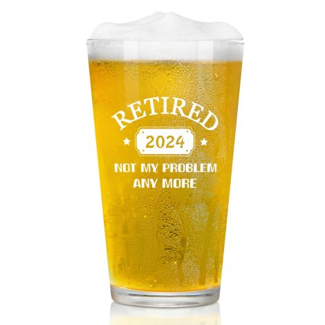 Personalized Retirement Beer Glass, Perfect Gifts for Men: Dad, Husband, Grandpa, Friends – 460ml capacity.