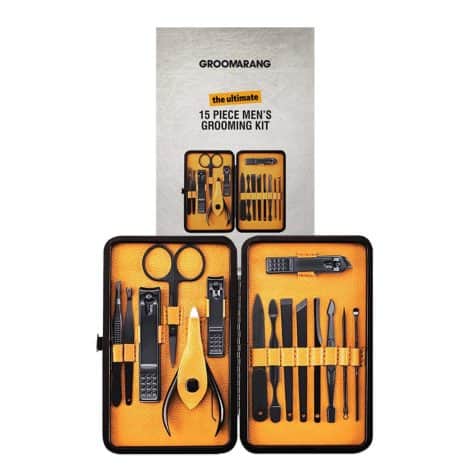 Groomarang 15-piece Men’s Manicure Set – Durable Stainless Steel Nail Grooming Kit that Lasts.