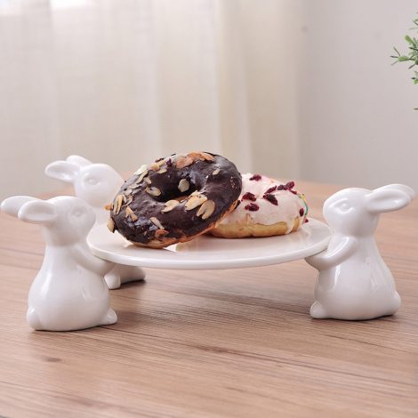 Cute Bunny Rabbit Ceramic plate, Adorable Dessert Serving Tray, Perfect Gift for Kitchenware Lovers.