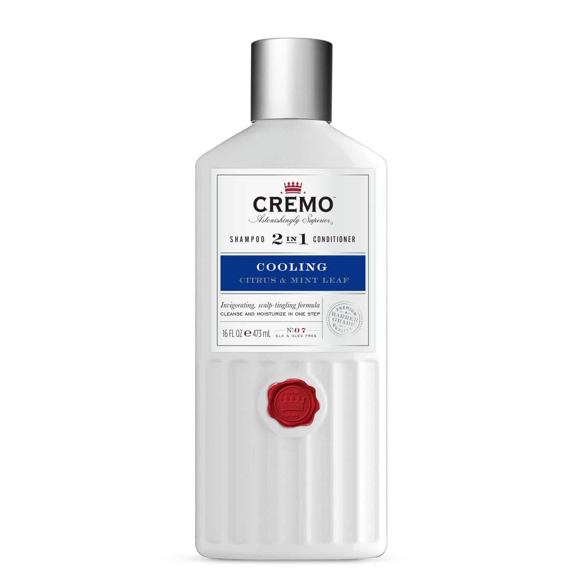 Cremo Barber Grade 2 in 1 Shampoo & Conditioner For Men | Cooling Citrus & Mint Leaf | 473ml