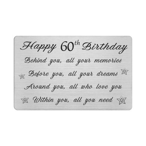 FALOGI Celebratory 60th Birthday Card – Cherish All Your Memories – Engraved Wallet Card, Personalized Gift.