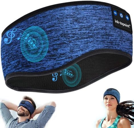 Wireless headband headphones for sleep, cozy and comfy bedheadphones, a cool gadget for Dad/Mom, with mic. Great birthday gift!