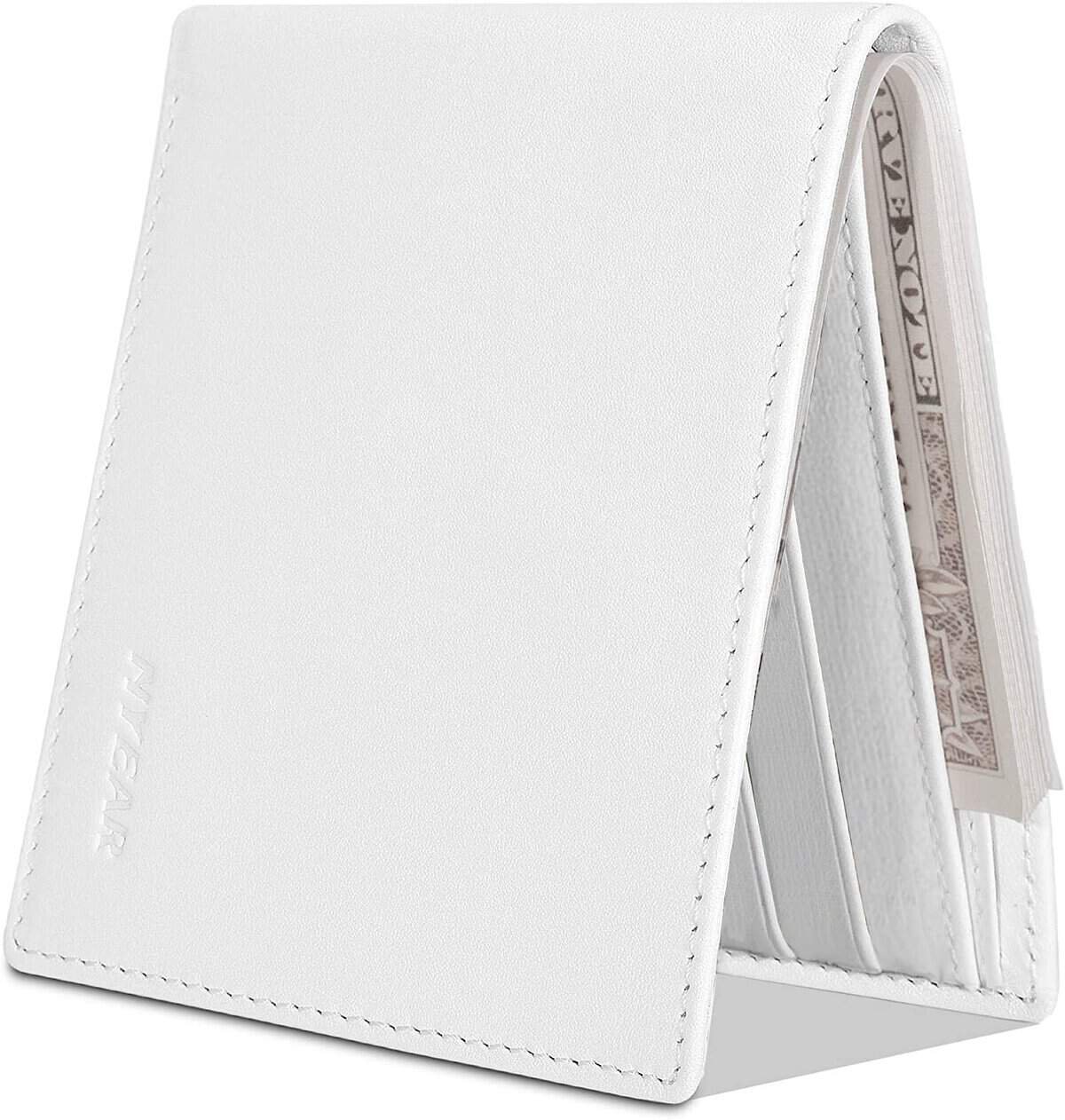 NYEAR Wallet for Men Slim Mens Wallet Leather Bifold Wallets for Men White Wallet Men Compact Leather Wallets for Men As Nice Gifts for Birthday, Anniversary and Graduation, White, Slim Wallet