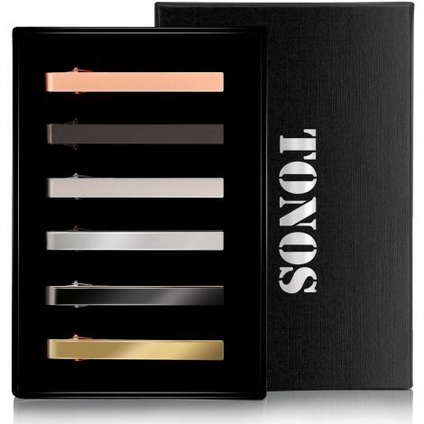 Elegant TONOS Tie Clips, 6-Pack for Men. Perfect for weddings, anniversaries, business, and everyday use.