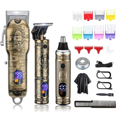 Suttik Men’s Hair Grooming Kit: Cordless Hair, Beard, and Nose Trimmer Set with LCD Display – Ideal Gift