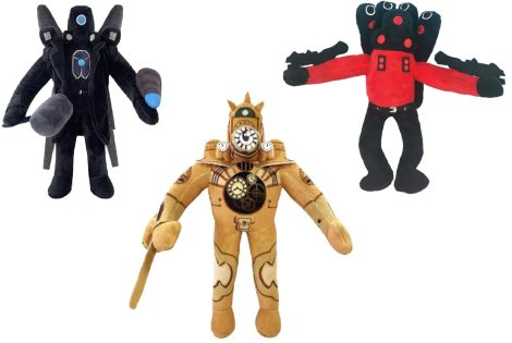 The Skibidi Toilet Titan Clockman Plush Toy is a set of 3 collector dolls, great for fans and kids.