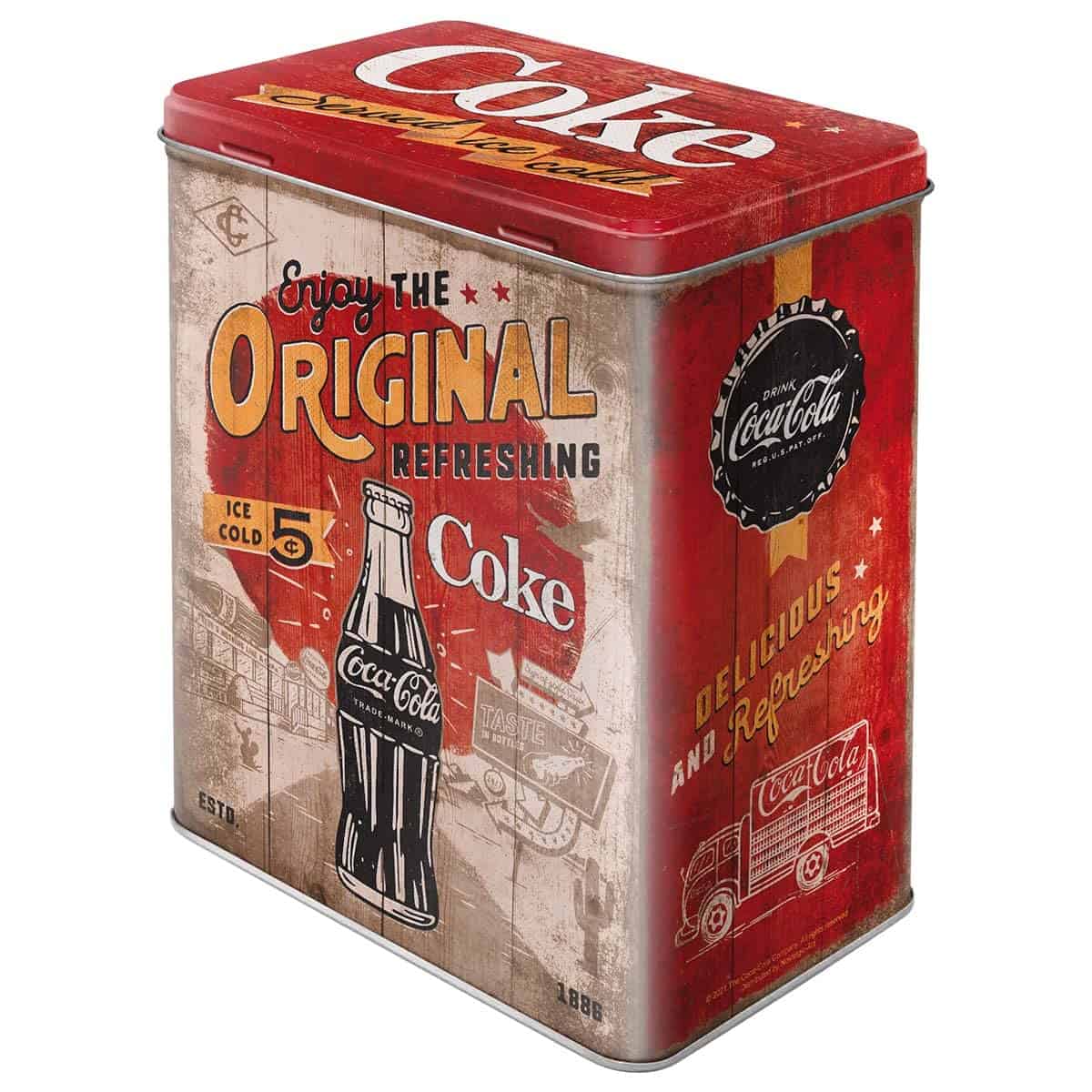 Nostalgic-Art Retro Storage Jar L Coca-Cola Original Highway 66 - Gift Idea for Coke Fans, Large Tin Coffee Tin, Vintage Design, 3 Litre