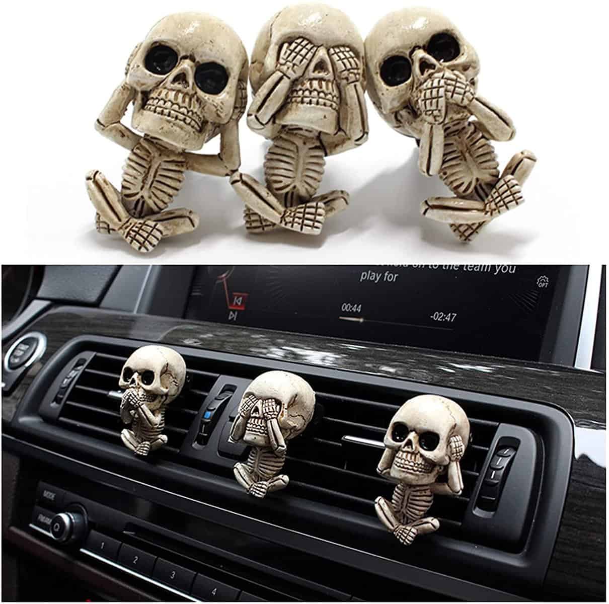 Skull Car Air Fresheners Vent Clips for Halloween Car Accessories Interior Decorations for Men Women Teens, Cute Goth Skeleton Decor Car Scents Truck Stuff, Funny Halloween Christmas Gifts for Dad Mom