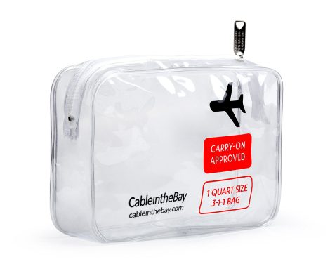 Cableinthebay Clear Travel Bag is a convenient TSA approved toiletry bag for your liquids and bottles.