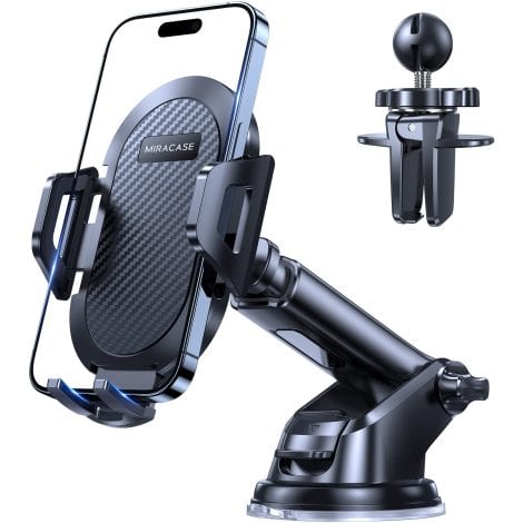 New Generation Car Phone Holder by Miracase, with Long Arm for Dashboard, Windshield, Air Vent.