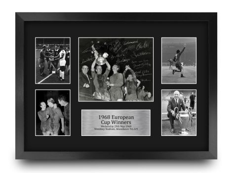 Framed Man Utd 1968 UEFA Euro Cup Winners Signed Memorabilia – Perfect for Football Fans!