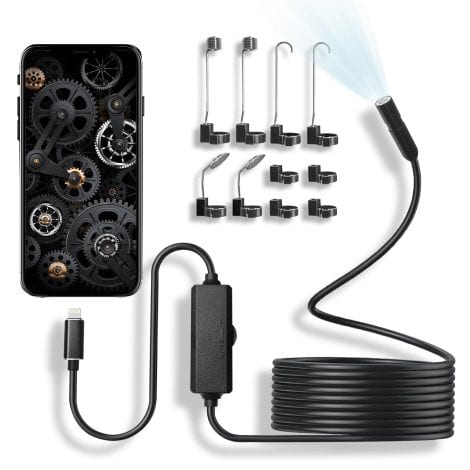 Waterproof Snake Camera for iPhone, 1920P Borescope with Light, 16.4ft Cable for Pipe Inspection.