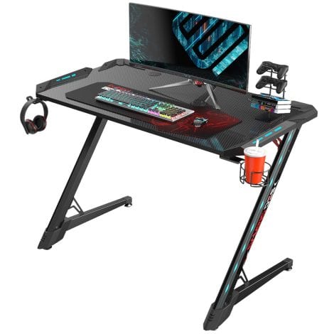 EUREKA ERGONOMIC Z1S-Pro Gaming Desk: 44.5″ Desk for Gamers with RGB Lights, Drink Holder, Headphone Hook, and Mouse Pad.