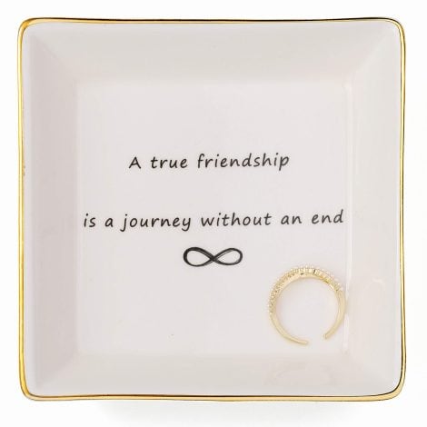 Joyful Friend Jewelry Dish – Chic Trinket Tray for Best Friendship Gifts, Birthdays, Christmas – Unisex Fashionable Home Decor