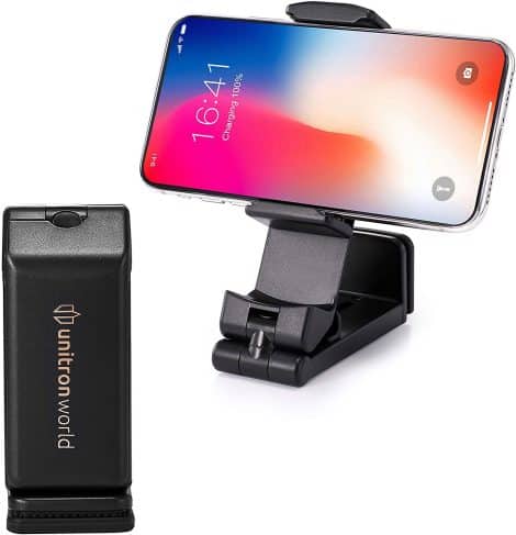 Unitron World’s Airplane Cell Phone Stand: Foldable, portable, and compatible with iPhone 15 Pro Max. Perfect for flying office, women and men.