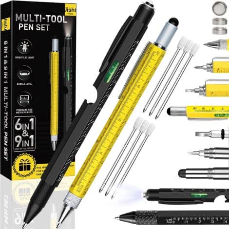 Cool Gadgets for Men Gift Set: Jishi Multi-Tool Pen 2-Pack, Perfect Dad Gifts, Ideal Stocking Stuffers!