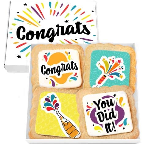 Celebrate Gift Cookies Congratulations Gift Basket 4 PACK For Graduation & Special Occasions | Allergy Friendly & Kosher