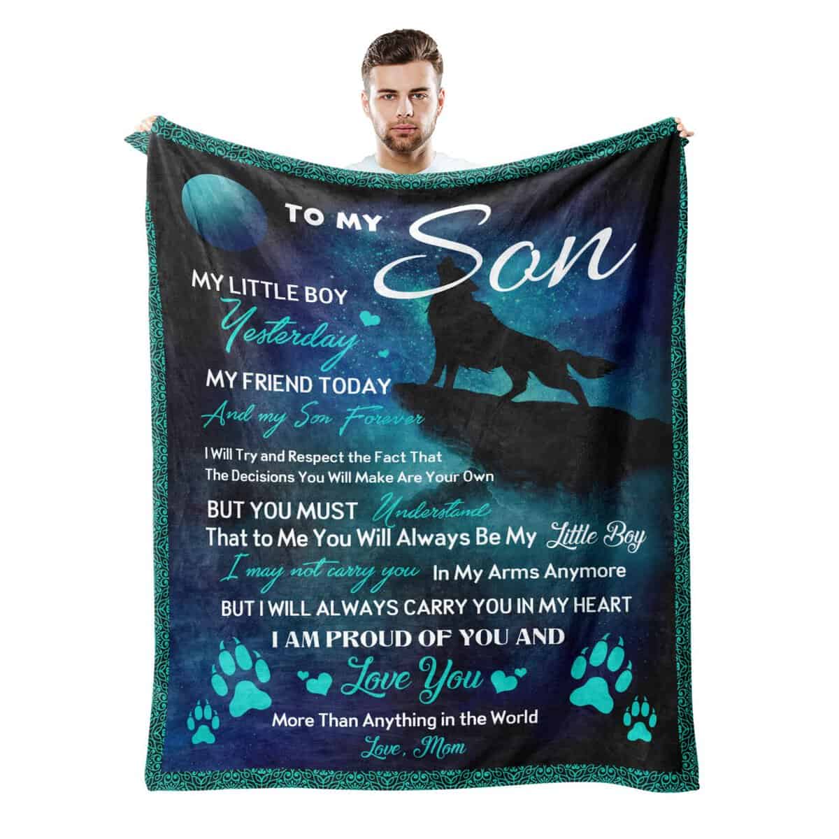 Yofipon Son Gifts from Mom, Son Blanket 60"x50", Birthday Gifts for Son, Best Gifts Ideas for Grown Son , Bonus Son Gifts for Men Valentines Anniversary Fathers Day Christmas, to My Son Throw Blankets