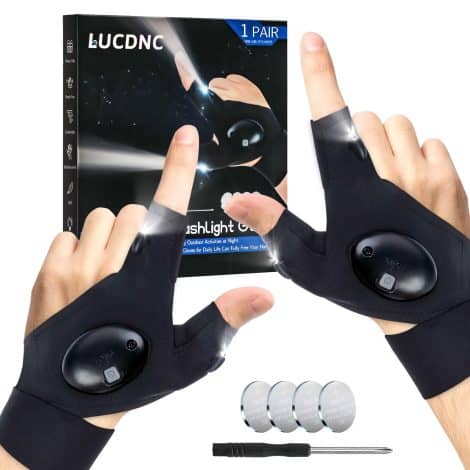 LUCDNC LED Glove Flashlight – Perfect Gift for Men, Dad, Husband. Ideal for Christmas, Birthdays, and New Year’s.