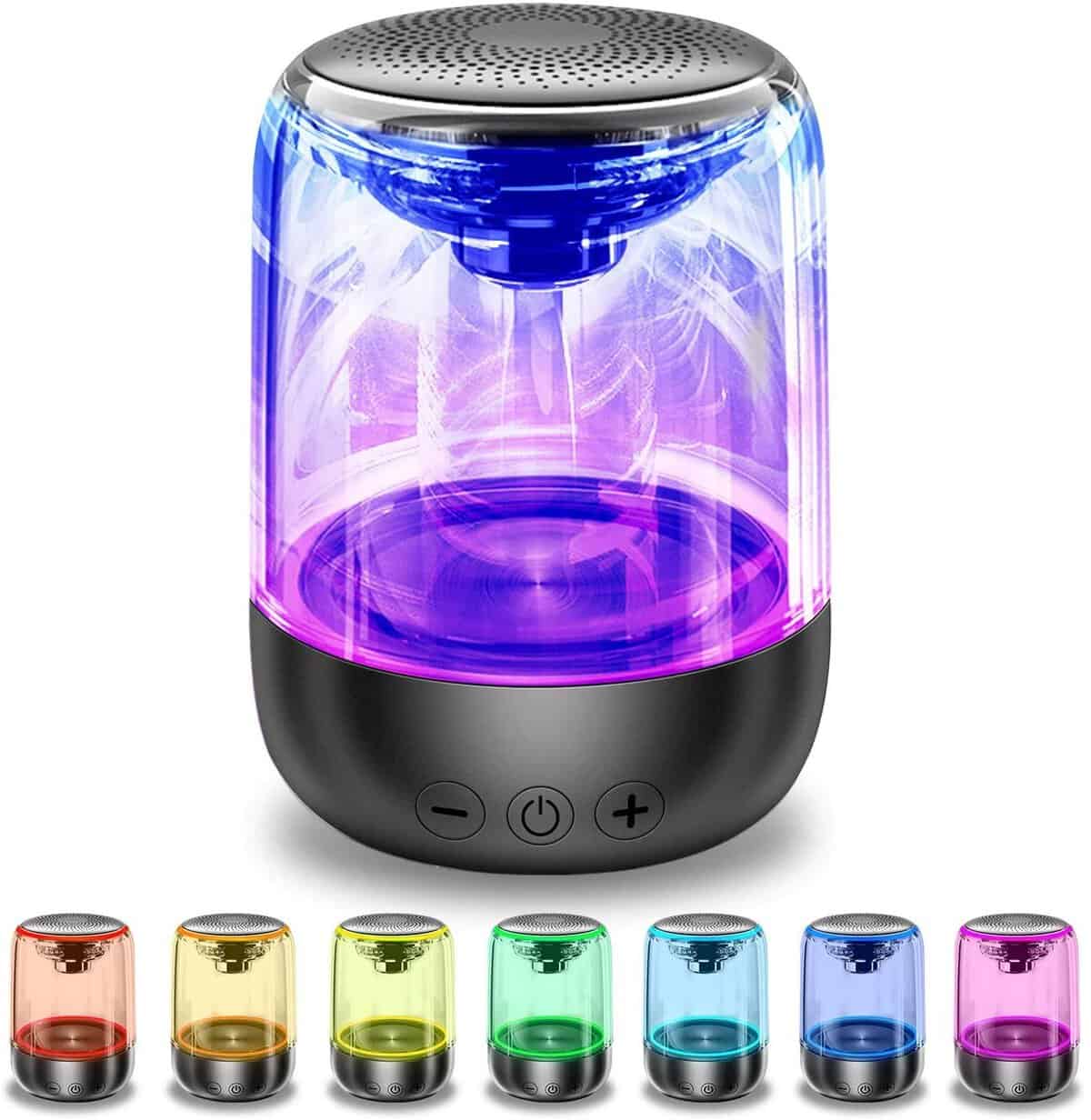 Portable Bluetooth Speaker, Mini Pocket Size Man Gadget, True Wireless Stereo Speaker with Crystal Clear Sound Rich Bass 33 Ft Wireless Range Microphone LED Light Show TF Card