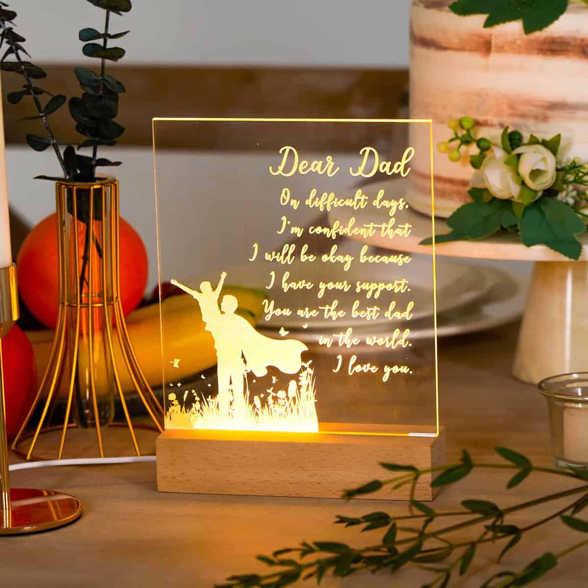 CHOIEO Night Light Gifts for Dad, Dad Gifts from Daughter Son, Dad Gifts for Father's Day, Christmas Gifts for Dad, Anniversary Thanksgiving Birthday Gifts for Dad (You are The Best dad in The World)