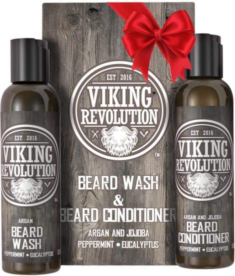 Viking Revolution Beard Care Set: Wash, Condition & Enhance Beard Growth, with Natural Peppermint & Eucalyptus Scent, 5oz.