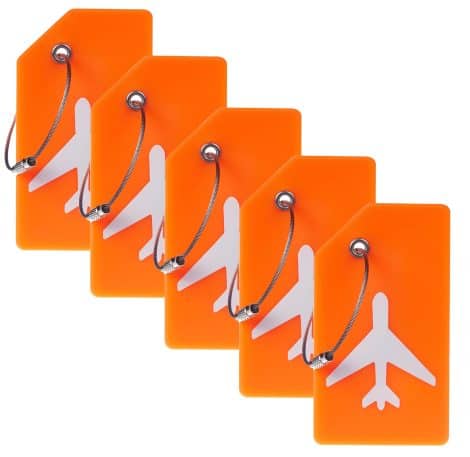 ELECDON Orange Silicone Luggage Tag, Quickly Spot Your Suitcase, Anti-lost Tag, Personalized 5 Pack.