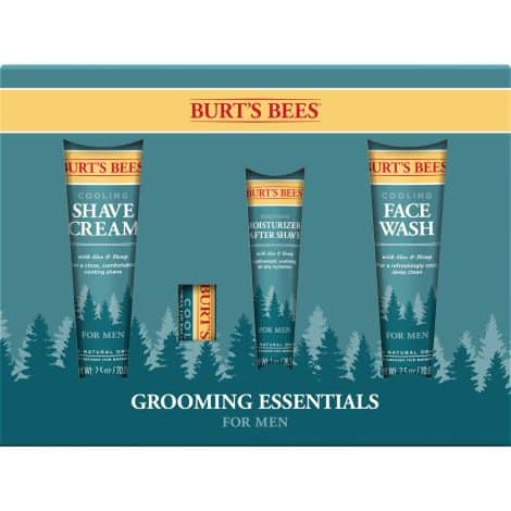 Burt’s Bees College Essentials: Cool Face Wash, Shave Cream, Moisturizer, After Shave, & Lip Balm.