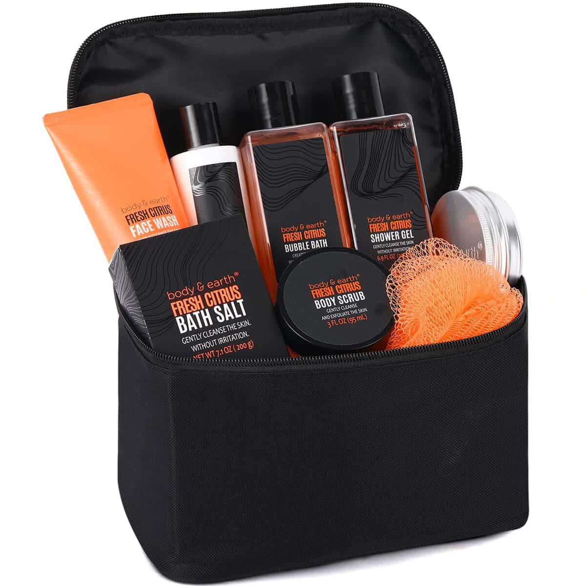 Gifts for Men, 9Pcs Mens Gift Set with Fresh Citrus-Toiletries Bag, Face Wash, Shower Gel, Birthday Gifts for Men, Gifts for Dad, Bath Gift Set, Bath Set for Dad Gifts, Christmas Gifts