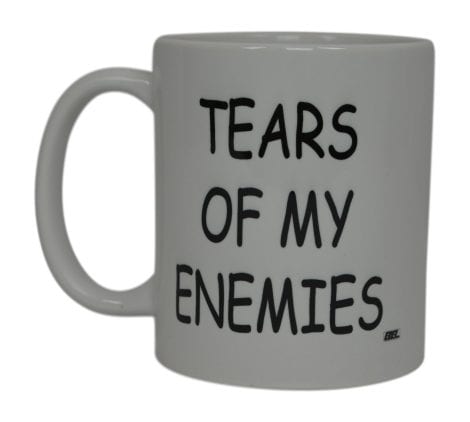 Hilarious mug for Americans: “Tears of My Enemies” – perfect gift for work, office, and jokes.