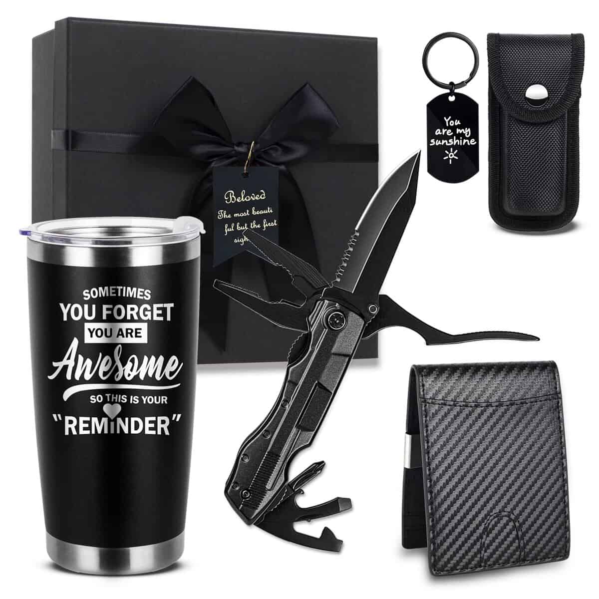 Birthday Gifts for Men Funny Christmas Gifts Baskets for Him Father’s Day for Dad Anniversary Who Have Everything for Husband,Boyfriend,Brother,Son,Uncle,Grandpa Tumbler Multitool Gift Set