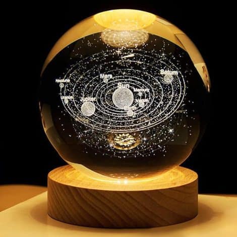 Nurluce 3D Solar System Crystal Ball Night Light – A stunning educational lamp for teens to explore astronomy.