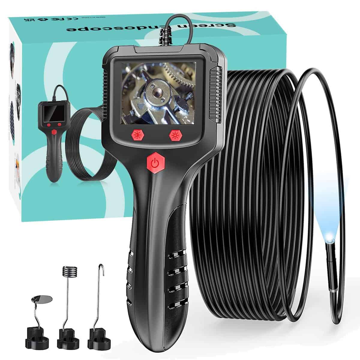 Borescope Inspection Camera, Endoscope Camera with Light, IP7 Waterproof Endoscope,HD Inspection Camera,Snake Camera with 16.5FT Semi-Rigid Cord, Gadgets Gifts for Men,DAD,Father