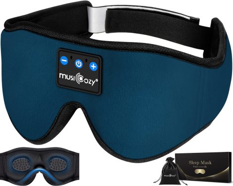 MUSICOZY 3D Bluetooth Sleep Mask, Wireless Headphones for Side Sleepers with Ultra Thin Speakers.