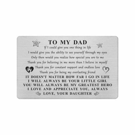 Customized wallet card for dad’s special occasions: Yobent Dad Gifts, Happy Birthday, Father’s Day, Valentine’s, Christmas. Perfect from daughter.