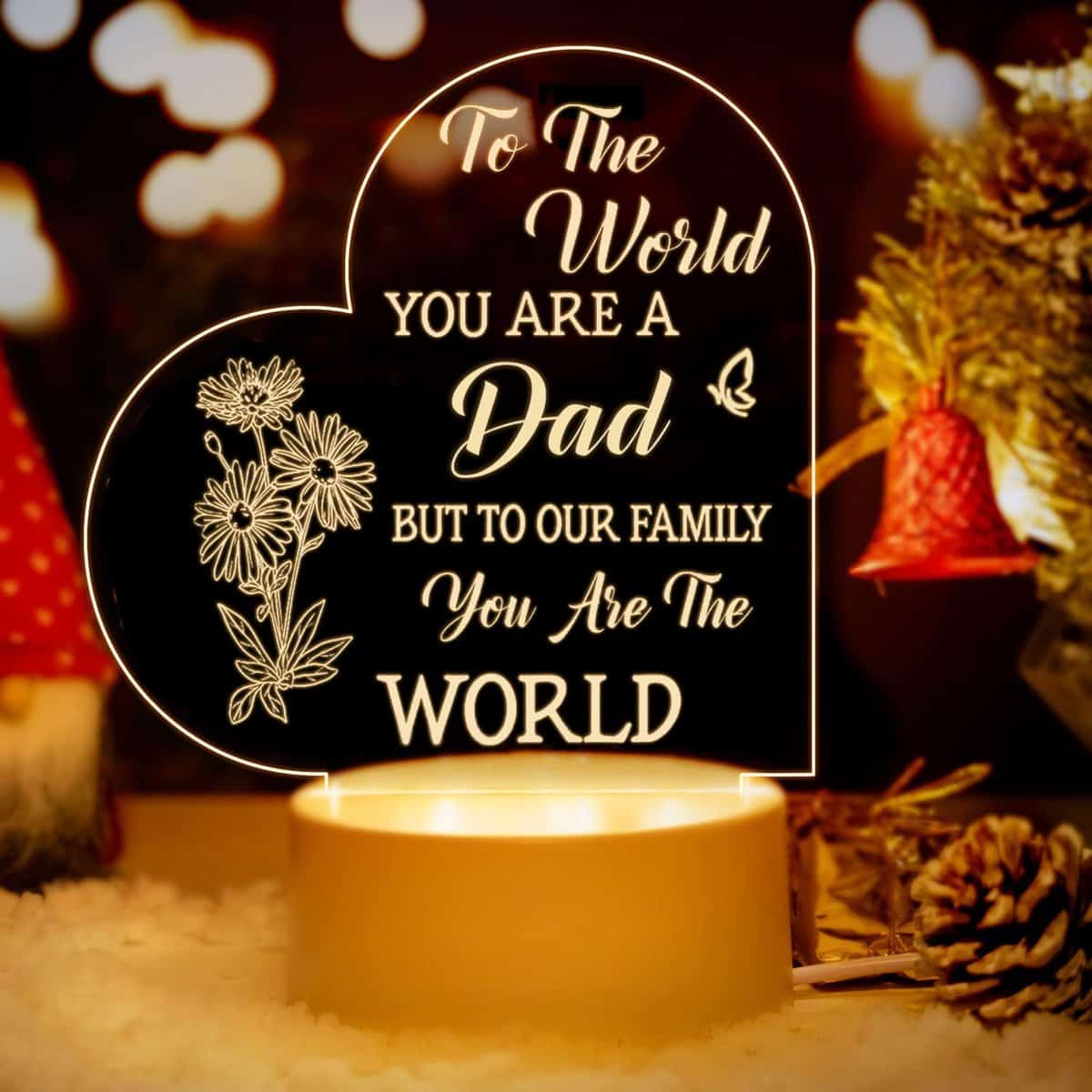 Oizzduru Gifts for Dad Night Lights, Dad Birthday Gifts from Daughter Son, Dad Gifts for Christmas, Father's Day, Thanksgiving, Acrylic Engraved Night Lights for Dad