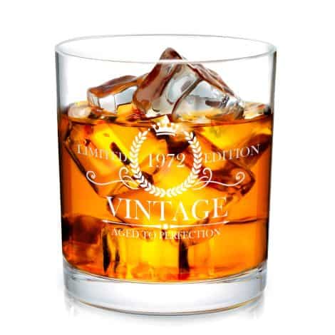 Personalized Crystal Whiskey Glass, ideal for Father’s Day or Christmas, for men who turn 51 in 1972.