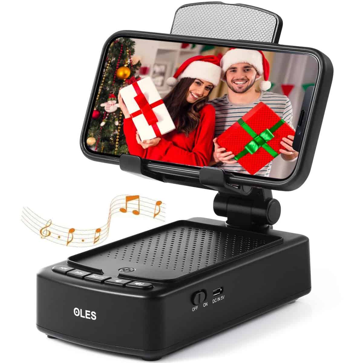 Gifts for Men, OLES Mobile Phone Stand with Bluetooth for Him Dad Women Who Want Nothing, Adjustable Tablet Holder with Wireless Speaker, Tech Gadgets for Table Desk, Unique Ideal