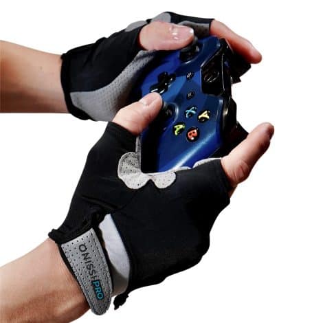 ONISSI Half Finger Gaming Gloves for Sweaty Hands – Gamer Grip Gloves for PS4/PS5/Xbox/Computer/VR/Mobile/iPad – Anti-Sweat, Black.