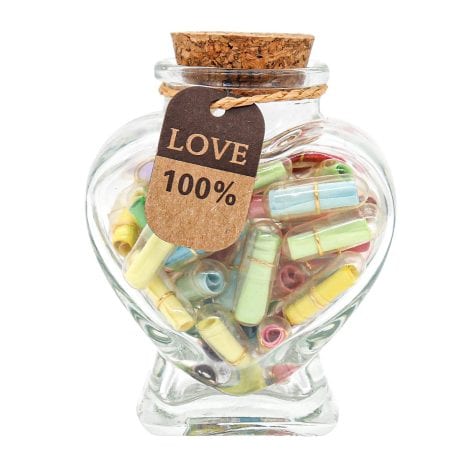 HSXIANG Capsule Letters in a Glass Bottle, Mixed Color 45PCS, Perfect for Valentine’s Day, Birthdays.