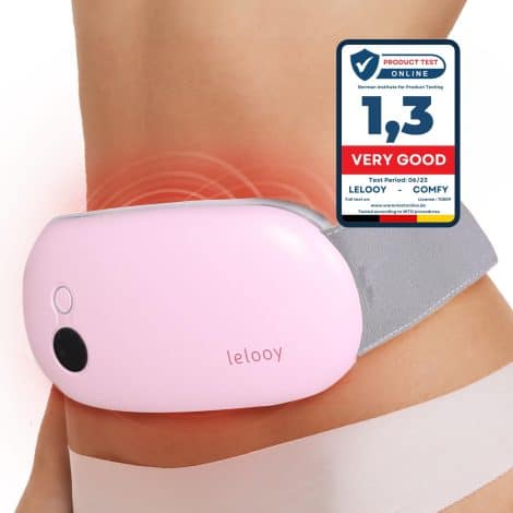 LELOOY Portable Heat Pad for Period Pain. Wireless, 3 Heat Settings. Relieves PMS, Back Pain & Bloating.