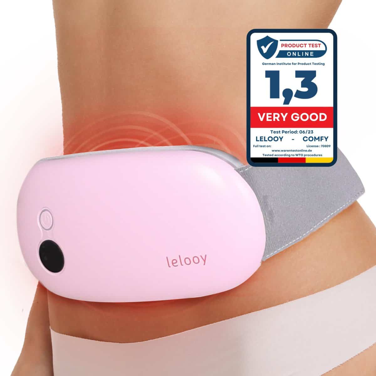 LELOOY Portable Heating Pad for Period Cramps. Menstrual Massager Device for PMS, Pain Relief, Back Pain & Bloating. Cordless 3 Heat Modes Menstruation Cramp Relief Massage with Pads for Women & Girls