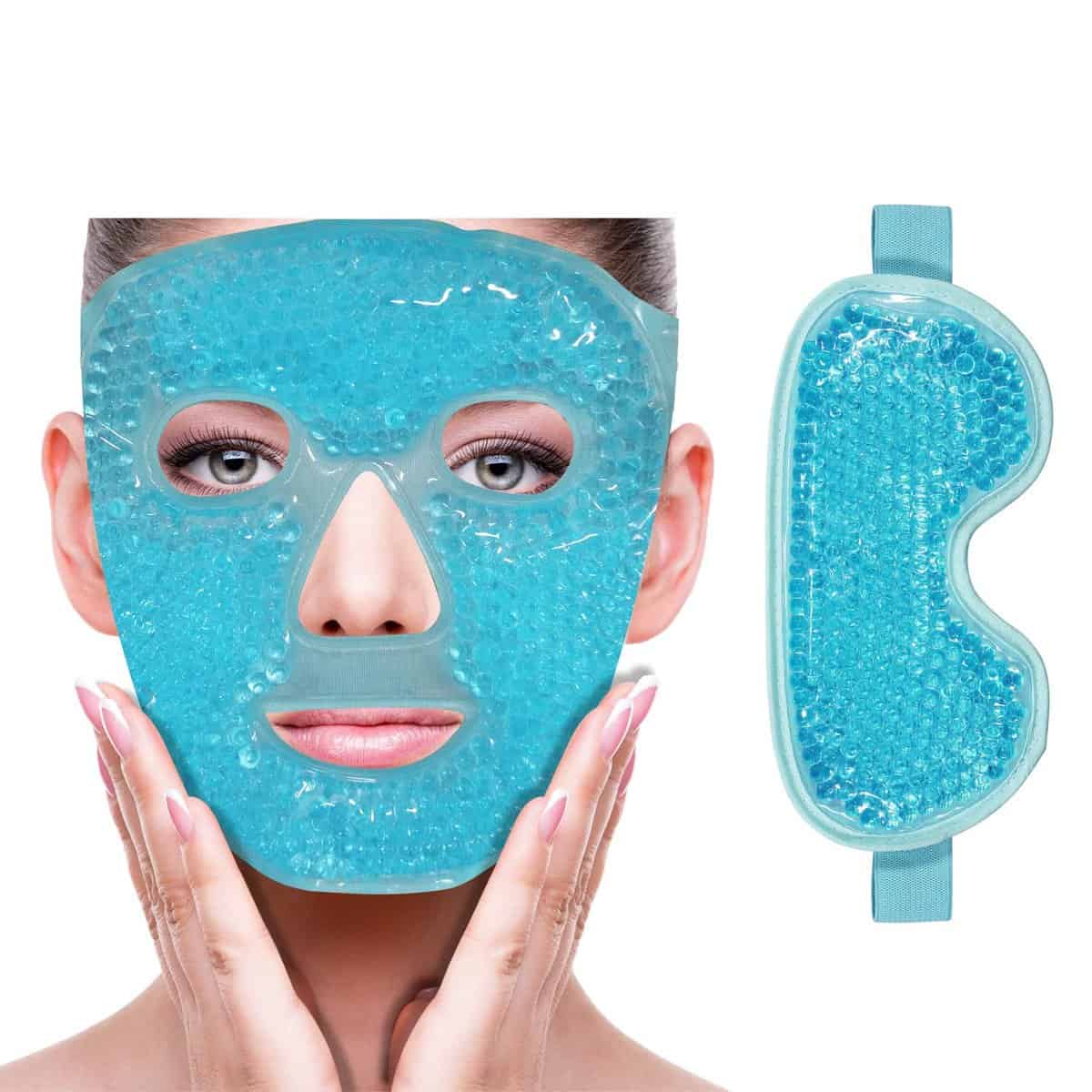 THMINS Cold Face Eye Mask Ice Pack Reduce Face Puff,Dark Circles,Gel Beads Hot Heat Cold Compress Pack,Face SPA for Woman Sleeping, Pressure, Headaches, Skin Care… (faceandeyemask)…