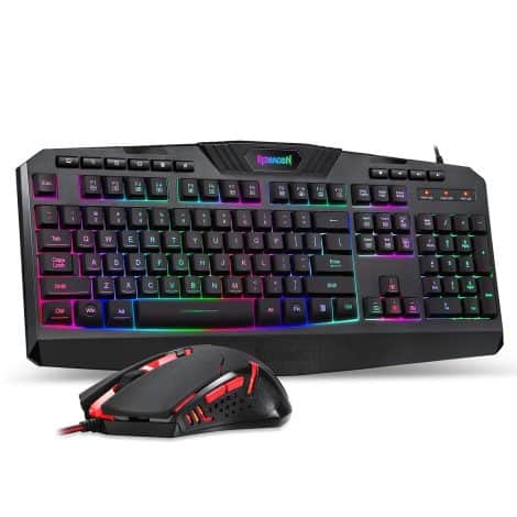 Redragon S101 VAJRA Gaming Keyboard & CENTROPHORUS Gaming Mouse, USB Keyboard Set, perfect for American gamers.