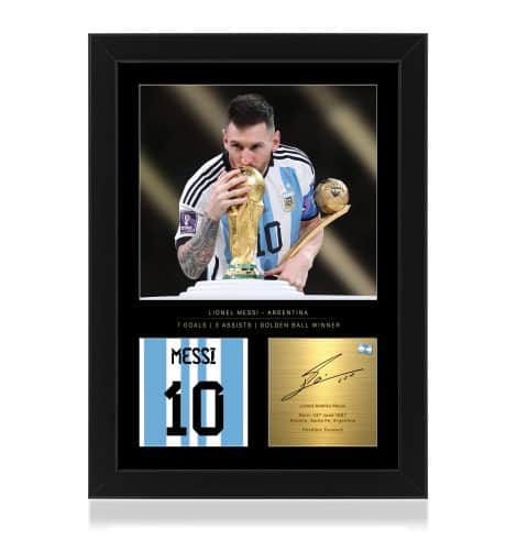 Lionel Messi World Cup 2022 Framed Photo Display – Autographed Digital Print – Football Fans’ Gift