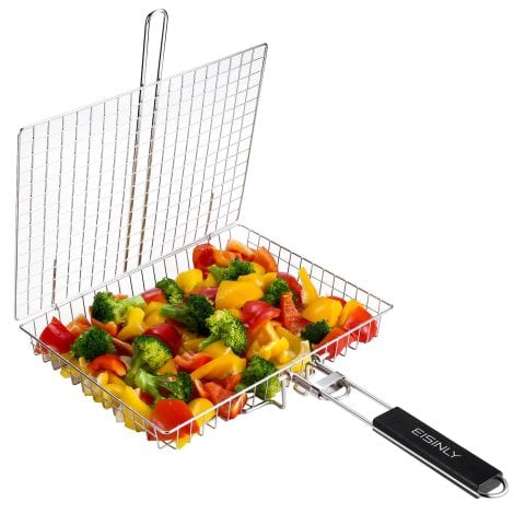 Portable BBQ Grill Basket with Removable Handle, Stainless Steel, Ideal for Outdoor Cooking, Perfect Dad Gift